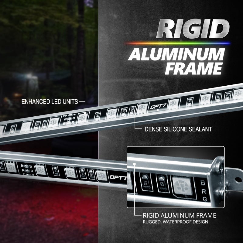 OPT7 مجموعة أضواء LED تحت السيارة OPT7 Aura Pro للشاحنات مع تطبيق وتحكم عن بُعد، أوضاع موسيقية متعددة الألوان RGB، شريط ضوء ألمنيوم صلب مقاوم للماء، إضاءة نيون خارجية للشاحنات العادية ذات الكابينة الممتدة - Image 2